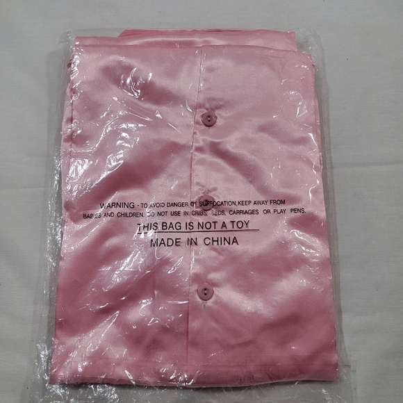 Pajama Mania Short Sleeve Satin Pajama Set Pink Women's Size Large - Picture 3 of 3